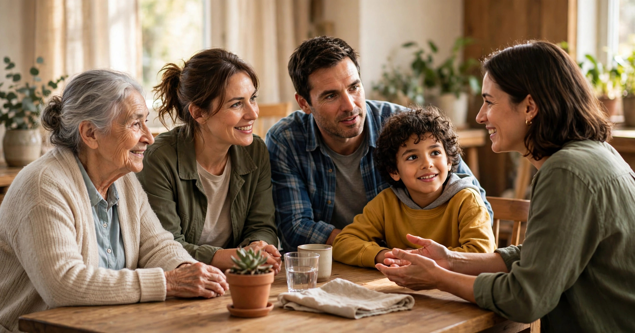 A family talking with a counselor at a community center